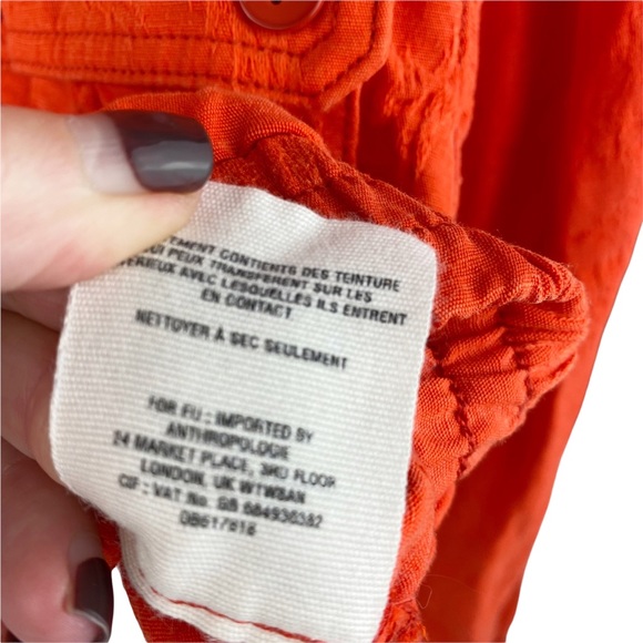 Anthropologie Cartonnier Textured Jacquard Eisenhower Orange Utility Jacket XS - Picture 7 of 13